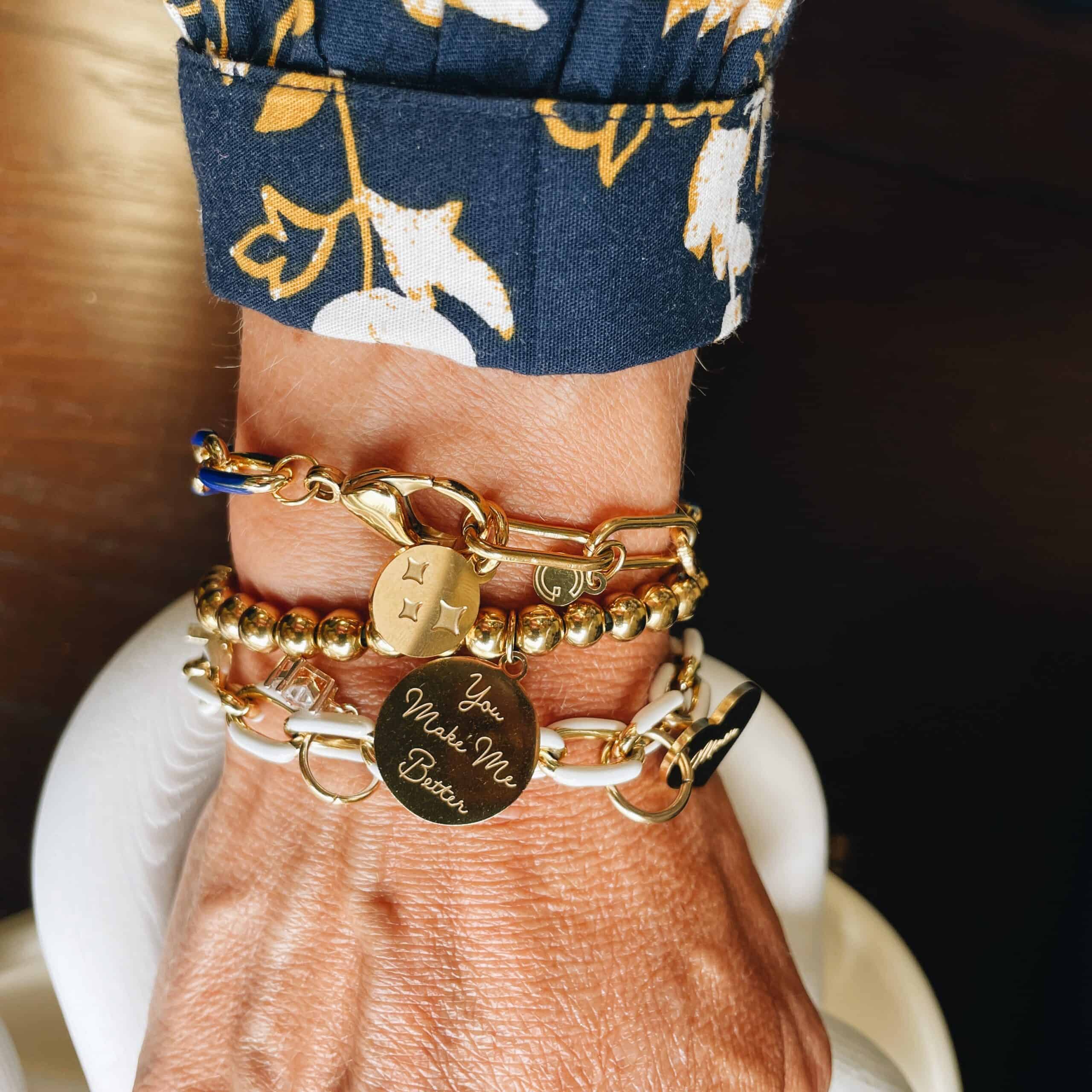 Enamel Paperclip Chain Bracelet with Jack’s Basket Star Logo